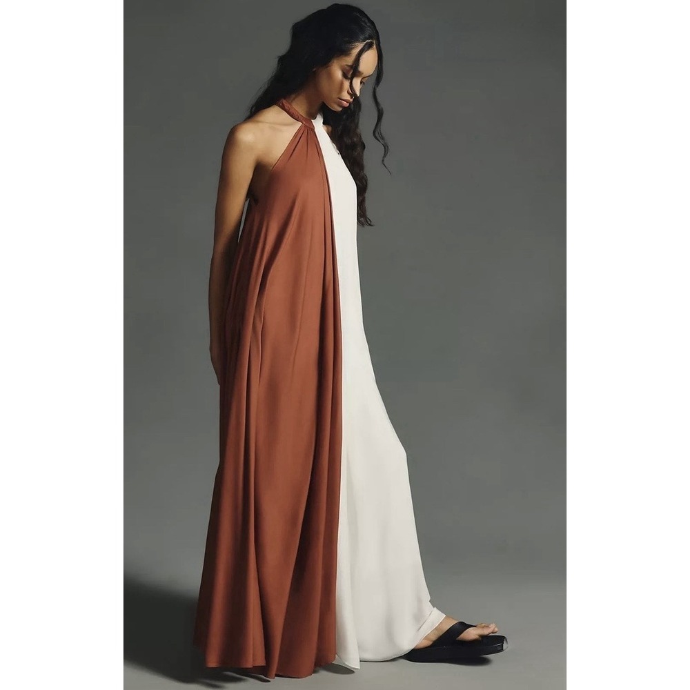 Anthropologie Let Me Be Colorblock Halter Dress Size Large New